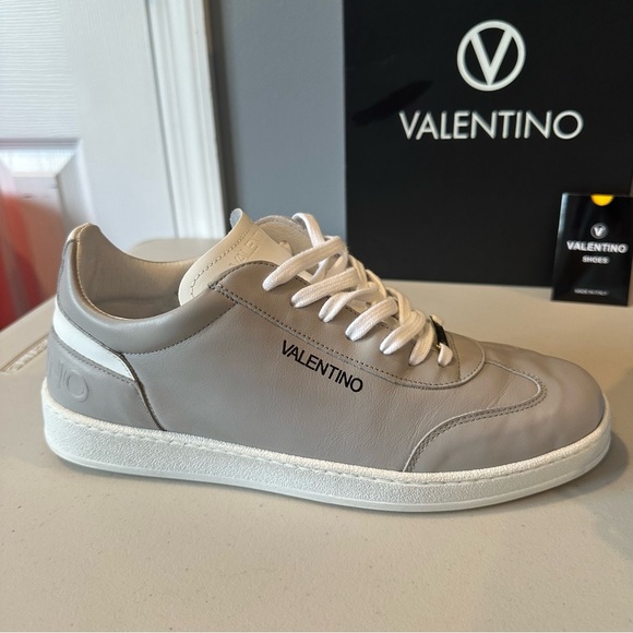 VALENTINO by Mario Valentino Ronald Logo Leather Sneakers in Grey - Picture 7 of 14